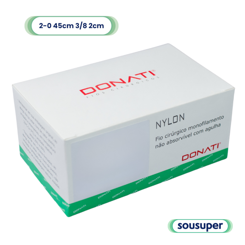 Nylon Preto 2-0 com Agulha 2,0cm 3/8 com 24