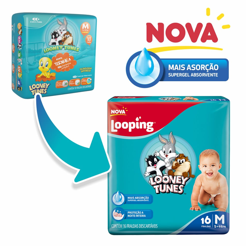 Fralda Descartável Infantil Looping XXG com 12 Unidades