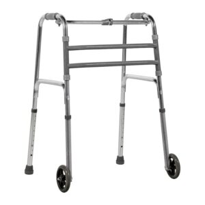 Andador Fixo Prata Alumínio Dobrável com Rodas BC1520