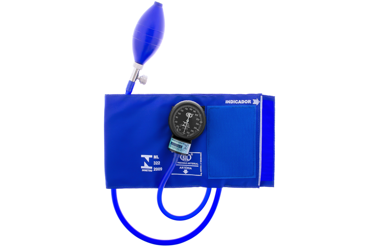 Tensiômetro Adulto Nylon Fecho Azul Royal com Estetoscópio AP0347