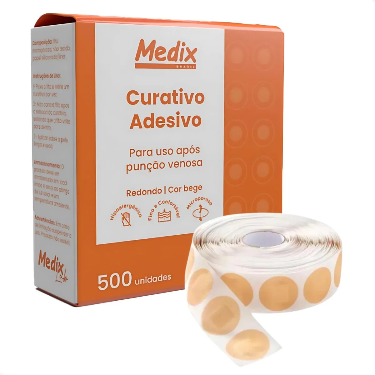 Curativo Redondo Bege Adesivo com 500 Unidades