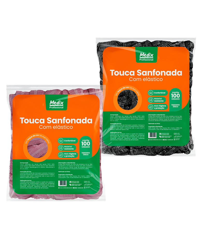 Touca Sanfonada com Elástico TNT Pacote com 100 Unidades