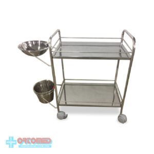 Carro de Curativo Pintado com Balde e Bacia Inox